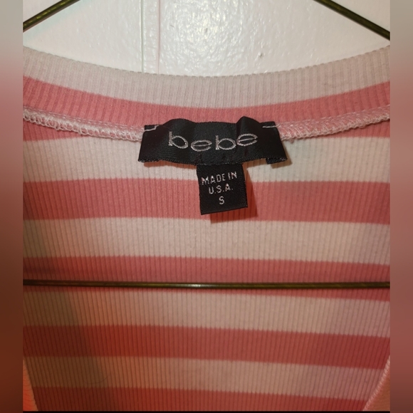 Bebe pink and white striped tank top size US small - Picture 3 of 4